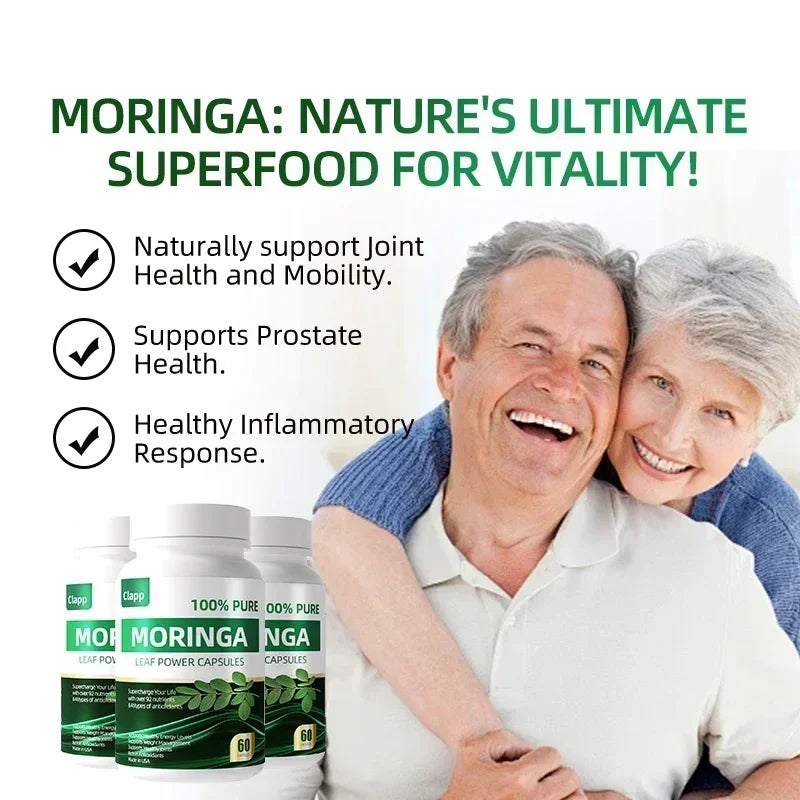 Moringa Capsules Powerful Antioxidants, Vitamin C, Heart Health, Blood Pressure, Diabetes, Inflammation, Calcium.