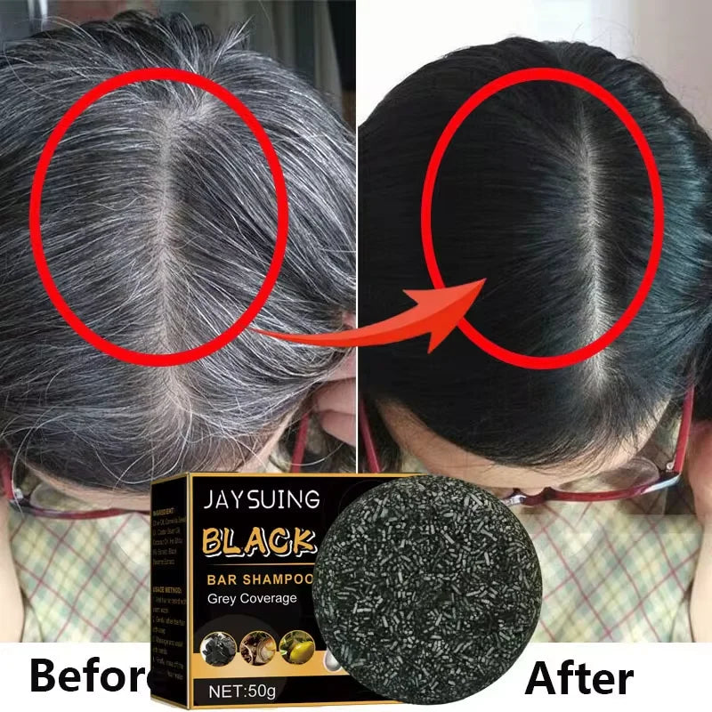 Magic White Hair to Black Shampoo Restore Soap Natural Color Soap Gray Beard Cover Gray Hair Dye Hair Fixing Shampoo Bar