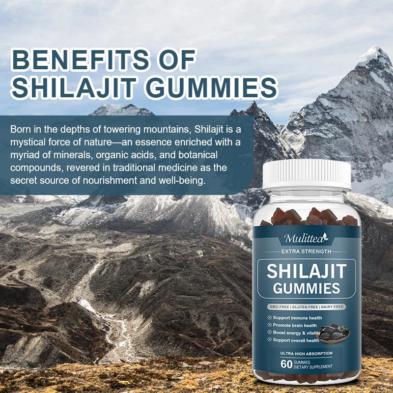 100% Shilajit Gummies with 85+ Trace Mineral & Fulvic Acid Supports Energy and Immune System.