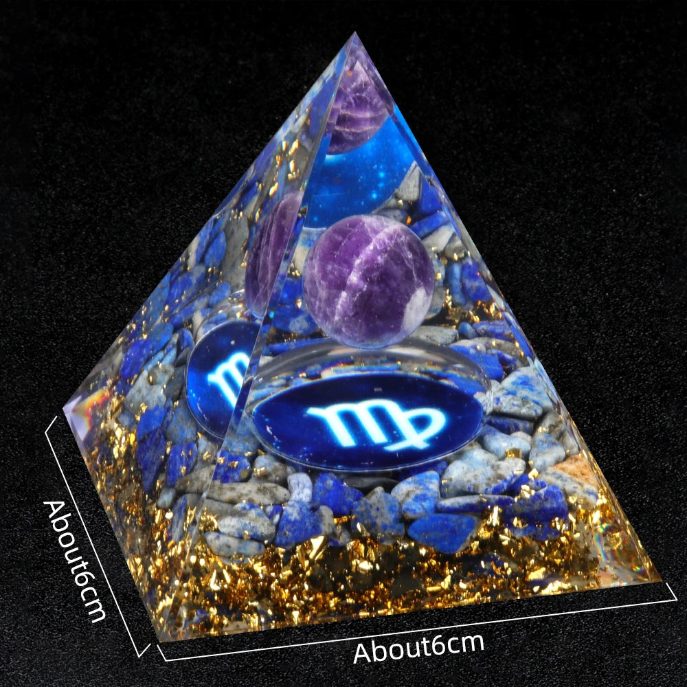 Zodiac Energy Orgone Crystal Pyramid Energetic Alchemy Blocks Radio Frequencies & Harmful EMF Waves Crystal Reiki Chakra Generator.