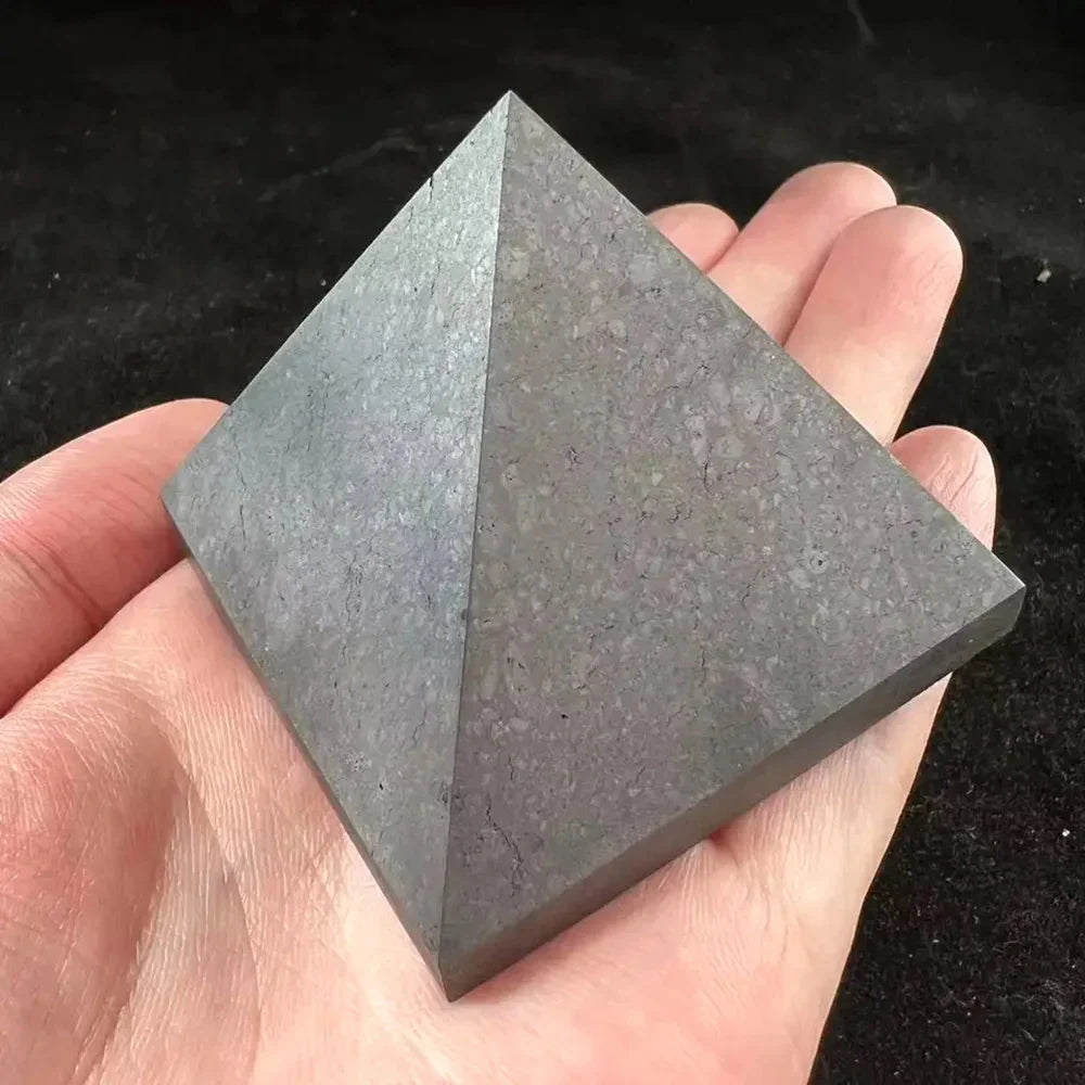 Black Shungite Pyramid Natural Crystal Stone Tower EMF Protection, Energy Stones Block Radiation ☢️