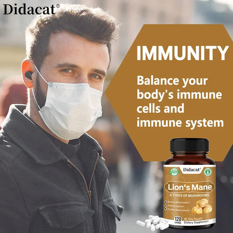Lion's Mane Mushroom Capsules - Supports brain focus & health, Decalcifies and Activates the Pineal Gland.