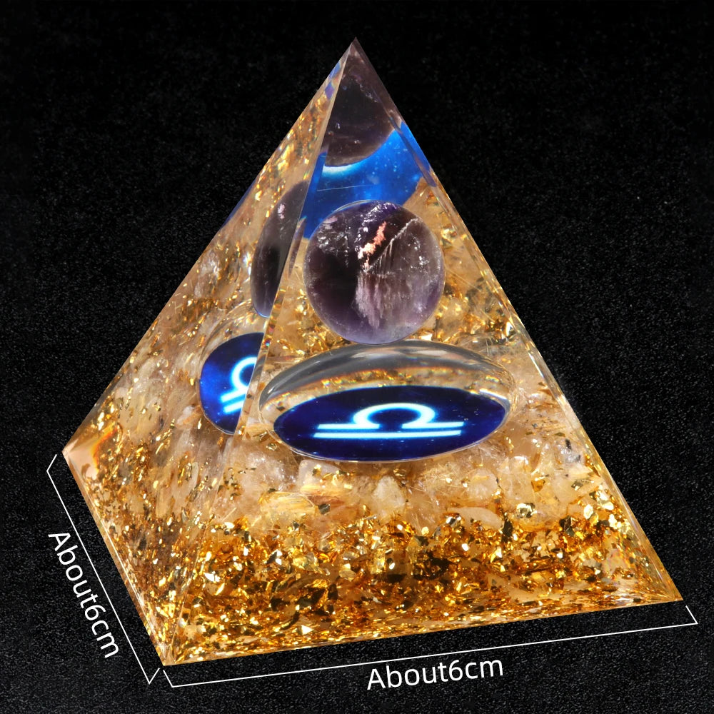 Zodiac Energy Orgone Crystal Pyramid Energetic Alchemy Blocks Radio Frequencies & Harmful EMF Waves Crystal Reiki Chakra Generator.
