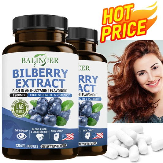 Bilberry Extract Supplement - 1200MG, Relieves Eye Fatigue, Supports Vision Health, Antioxidant