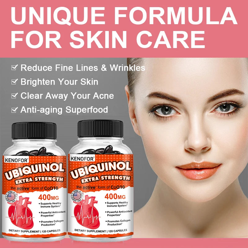 Ubiquinol Heart Health CoQ10 400 mg Softgel Antioxidant - Excellent absorbency, active form for heart, immune & skin health