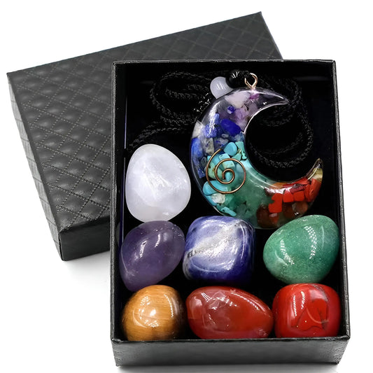 7 Chakra Healing Crystals Set Orgone Energy Pendant Necklace + Chakra Crystal Stones Kit