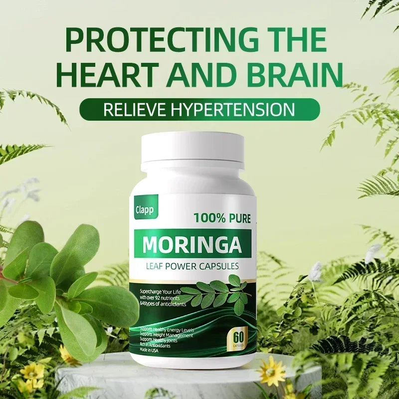 Moringa Capsules Powerful Antioxidants, Vitamin C, Heart Health, Blood Pressure, Diabetes, Inflammation, Calcium.