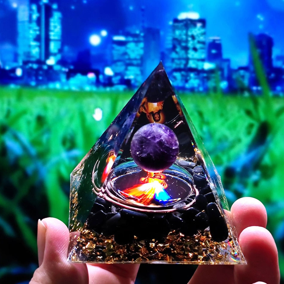 Orgonite Pyramid Crystals Natural Stone Orgone Energy Generator Healing Reiki Chakra Meditation Ornaments Crafts Office Decor