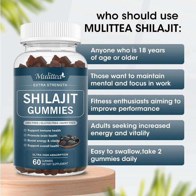 100% Shilajit Gummies with 85+ Trace Mineral & Fulvic Acid Supports Energy and Immune System.