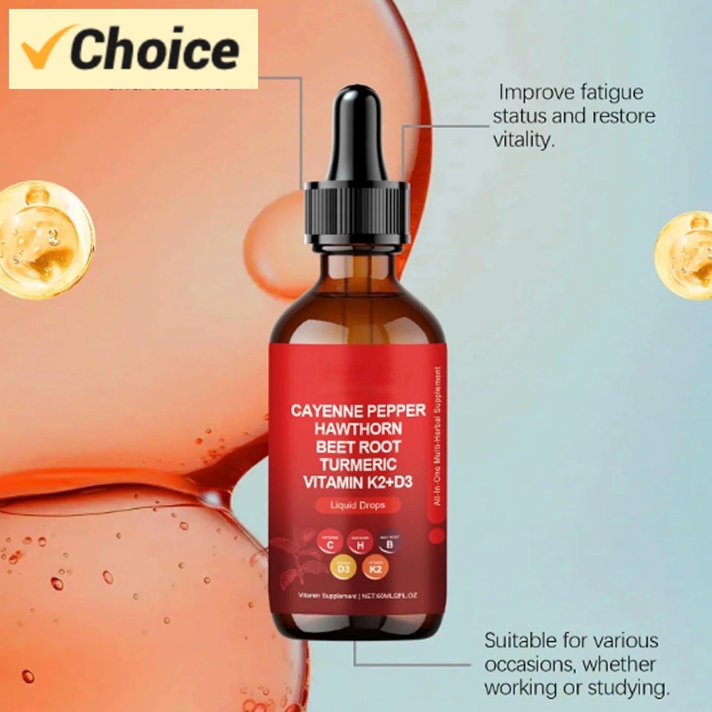 Capsicum Extract Drops Organic Beetroot 60ml Cayenne Pepper Hawthorn  Liquid boost immune system, improves digestion & supports weight loss promotes healthy skin.