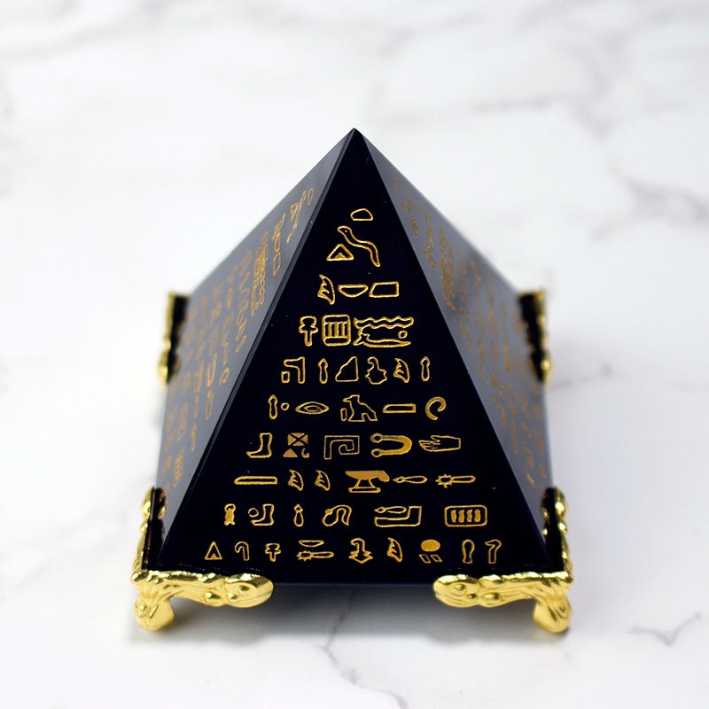 Egypt Crystal Obsidian Pyramid Natural Energy Healing Feng Shui