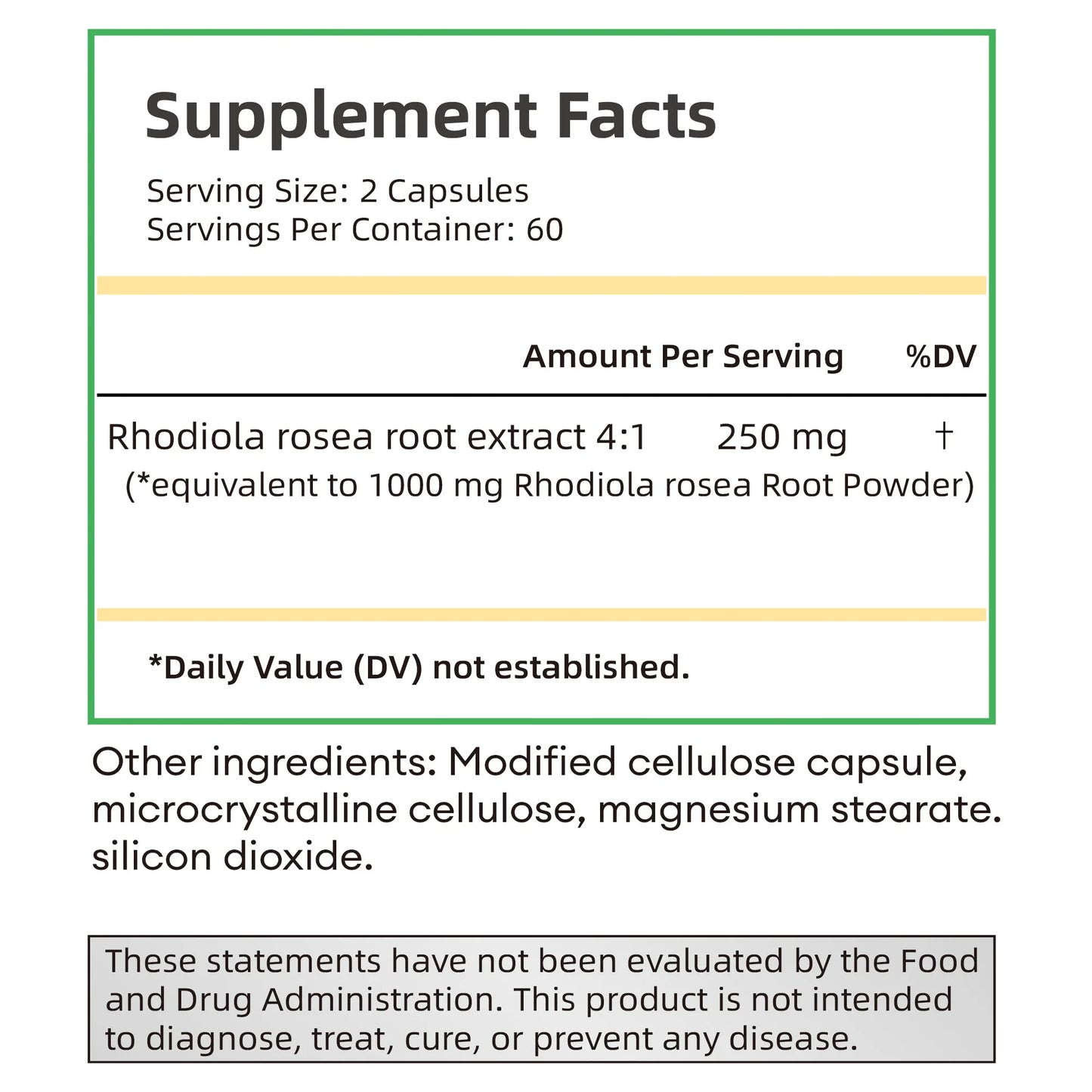Rhodiola Rosea - Relieve Stress, Replenish Energy, Improve Endurance, Cognition & Remove Negative Mood - 120 Capsules