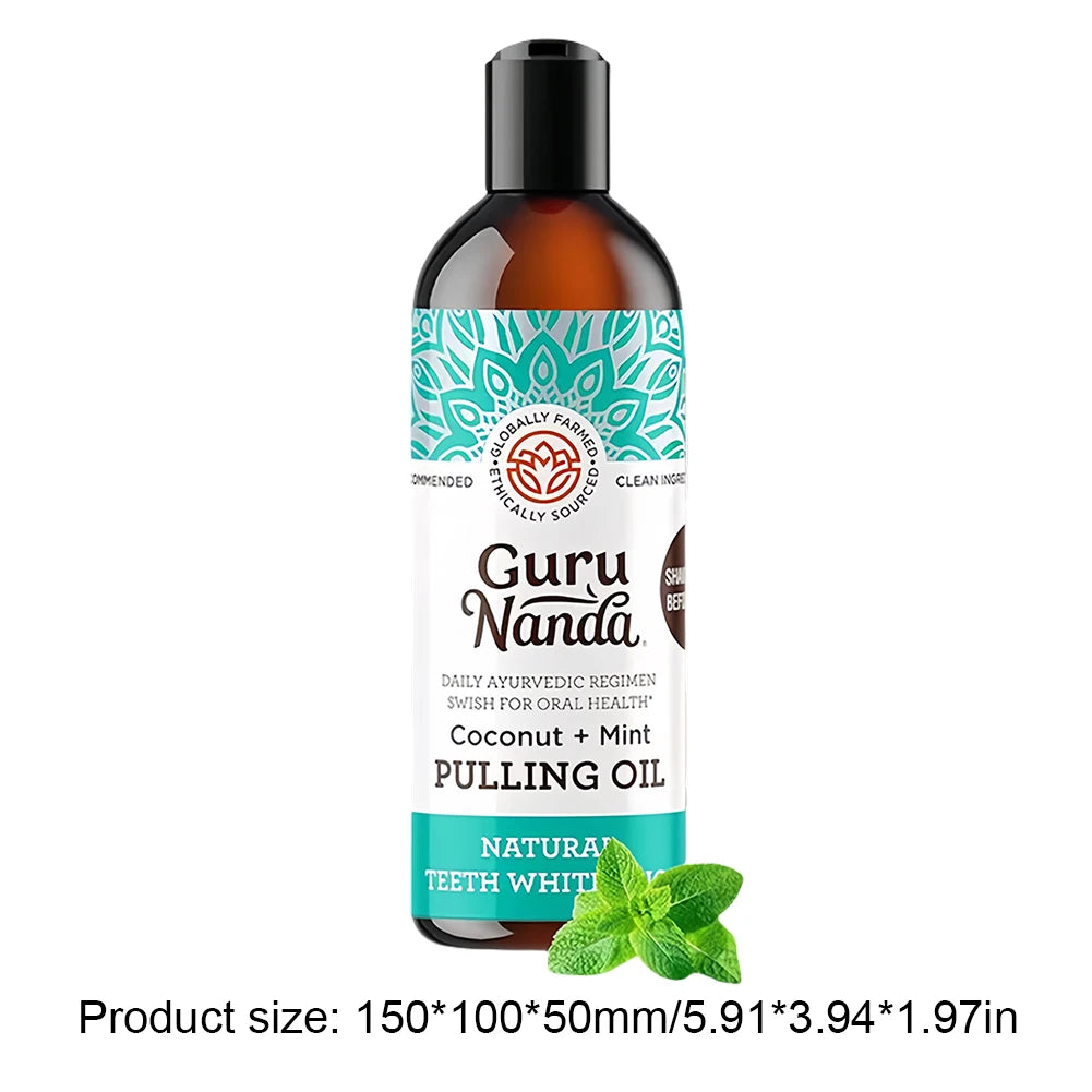 Brightening Mouthwash with Tongue Scraper Coconut Mint Pulling Oil Mouthwash Teeth Whitening Pulling Oil for Women Men Oral Care