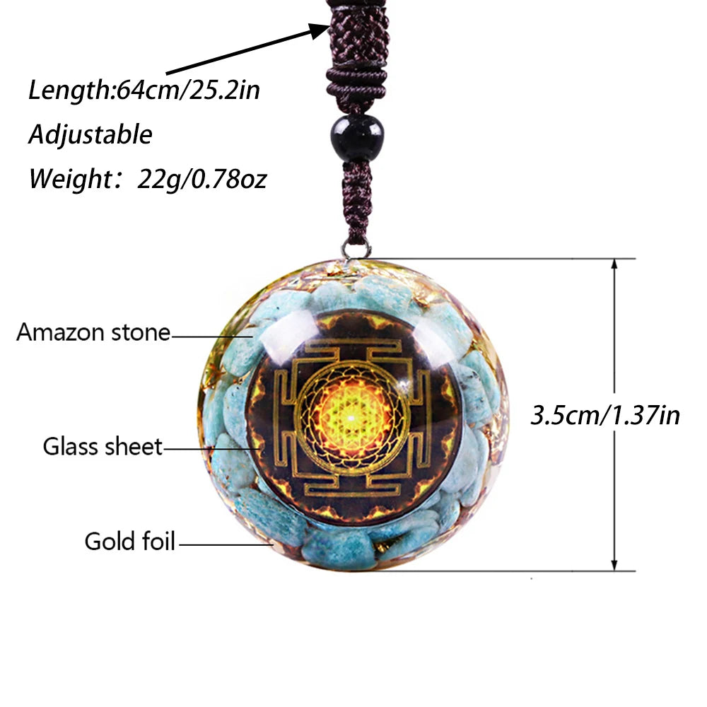 Orgonite Necklace Energy Chakra Natural Stone Pendant Crystal Healing Meditation Amulet.