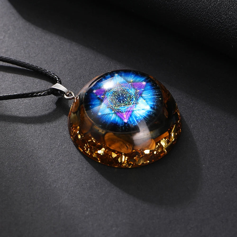 Sri Yantra Orgone Crystal Pendant Energy Generator Vintage Amulet.