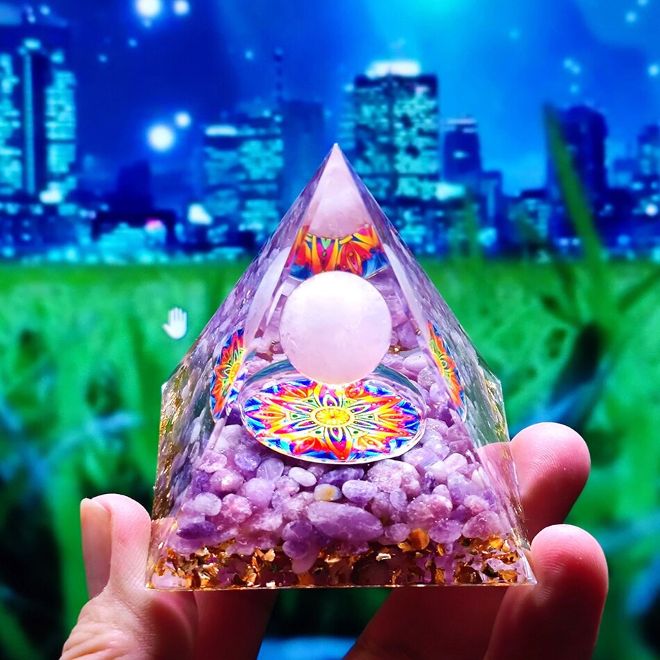 Orgonite Pyramid Crystals Natural Stone Orgone Energy Generator Healing Reiki Chakra Meditation Ornaments Crafts Office Decor