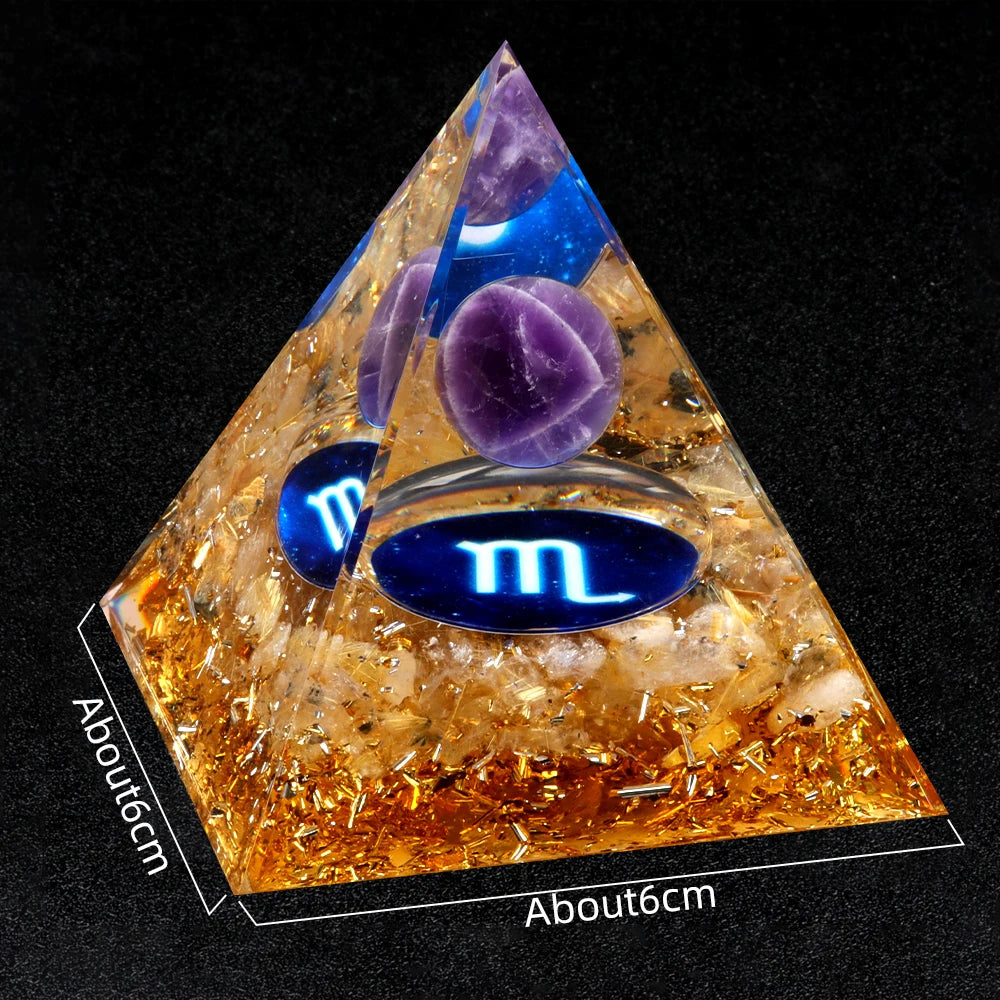 Zodiac Energy Orgone Crystal Pyramid Energetic Alchemy Blocks Radio Frequencies & Harmful EMF Waves Crystal Reiki Chakra Generator.