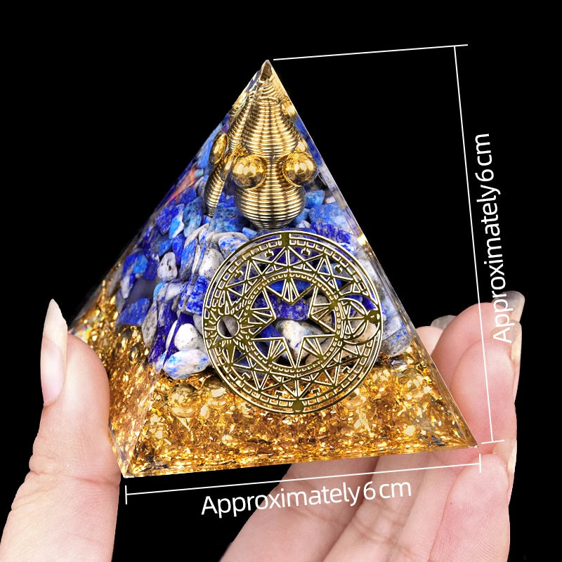 Orgonite Energy Pyramid Natural Reiki Healing Crystal Chakra Generator Blocks Harmful Electromagnetic Frequencies.