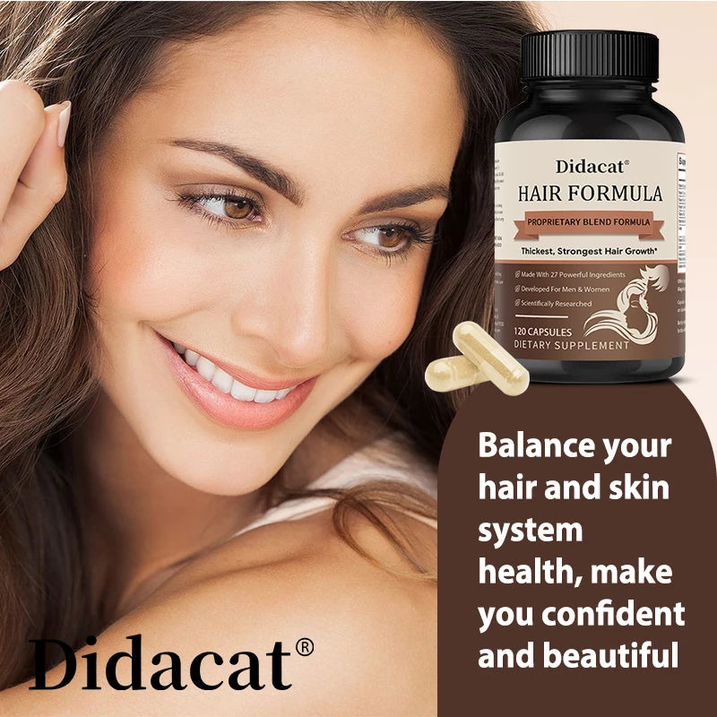 Hair Proprietary Blend Capsules Promote Healthy Nails, Hair and Skin To Support The Growth of The Thickest, Strongest Hair