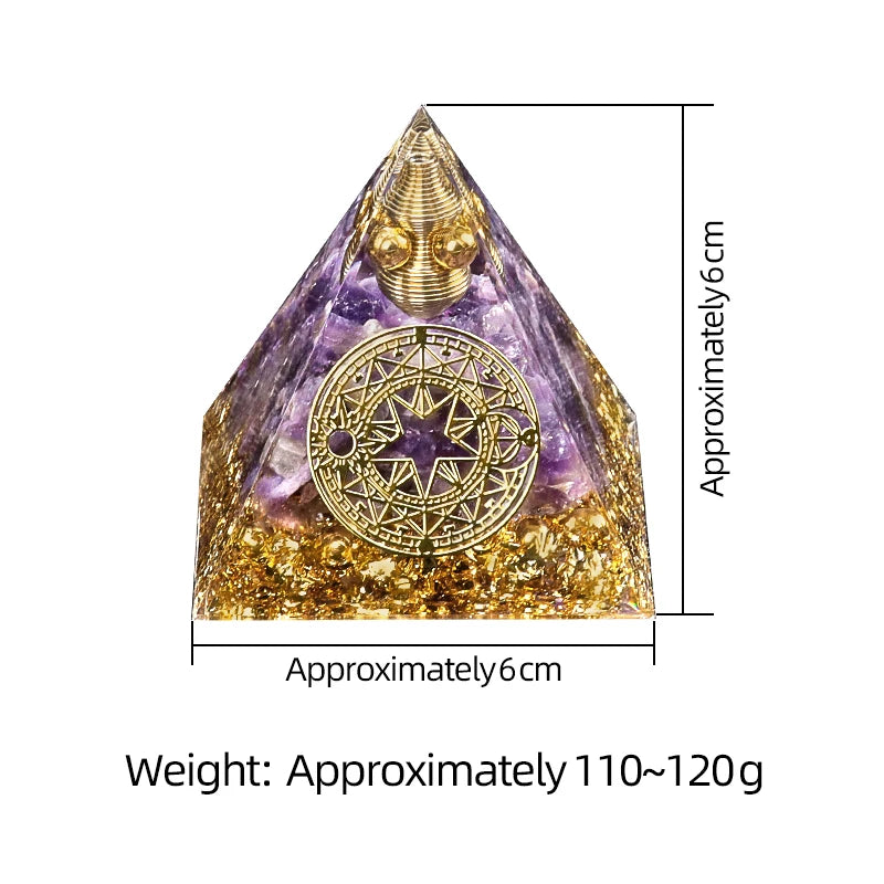 Orgonite Energy Pyramid Natural Reiki Healing Crystal Chakra Generator Blocks Harmful Electromagnetic Frequencies.