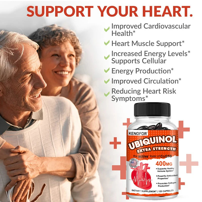 Ubiquinol Heart Health CoQ10 400 mg Softgel Antioxidant - Excellent absorbency, active form for heart, immune & skin health