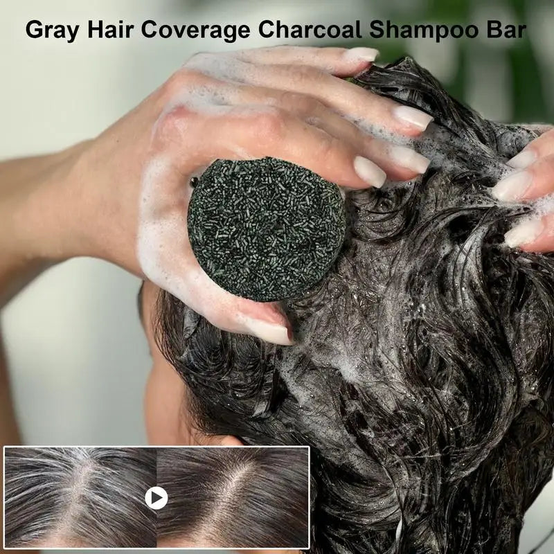 Solid Shampoo Bar Grey Hair Coverage Shampoo Bar Natural Charcoal Black Hair Darkening Shampoo Bar for Moisturizing refreshing