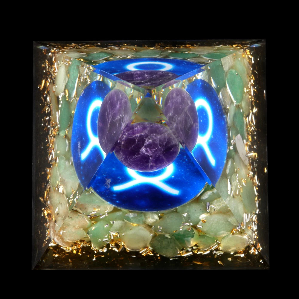 Zodiac Energy Orgone Crystal Pyramid Energetic Alchemy Blocks Radio Frequencies & Harmful EMF Waves Crystal Reiki Chakra Generator.