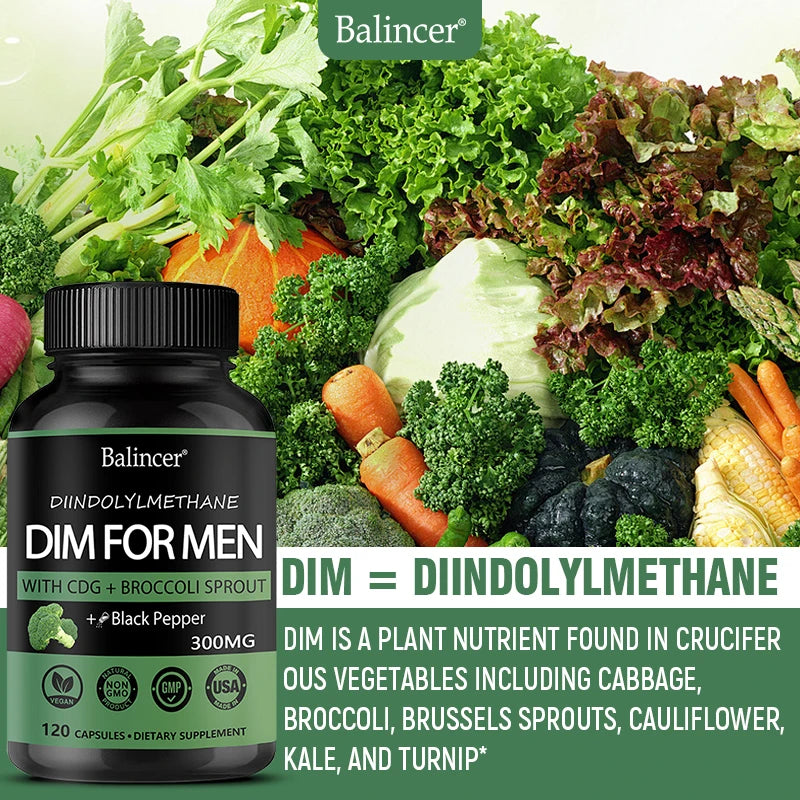 For Men, with Black Pepper Fruit Extract, Premium Hormone Support Formula, Male Enzyme Inhibitor, Detoxification, 120 Capsules