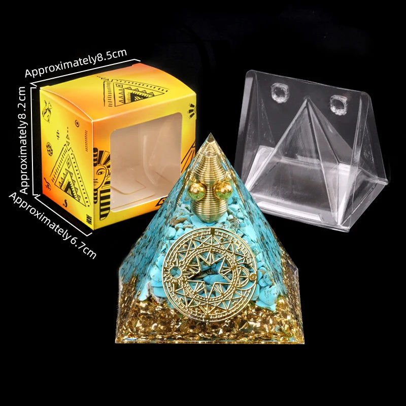 Orgonite Energy Pyramid Natural Reiki Healing Crystal Chakra Generator Blocks Harmful Electromagnetic Frequencies.