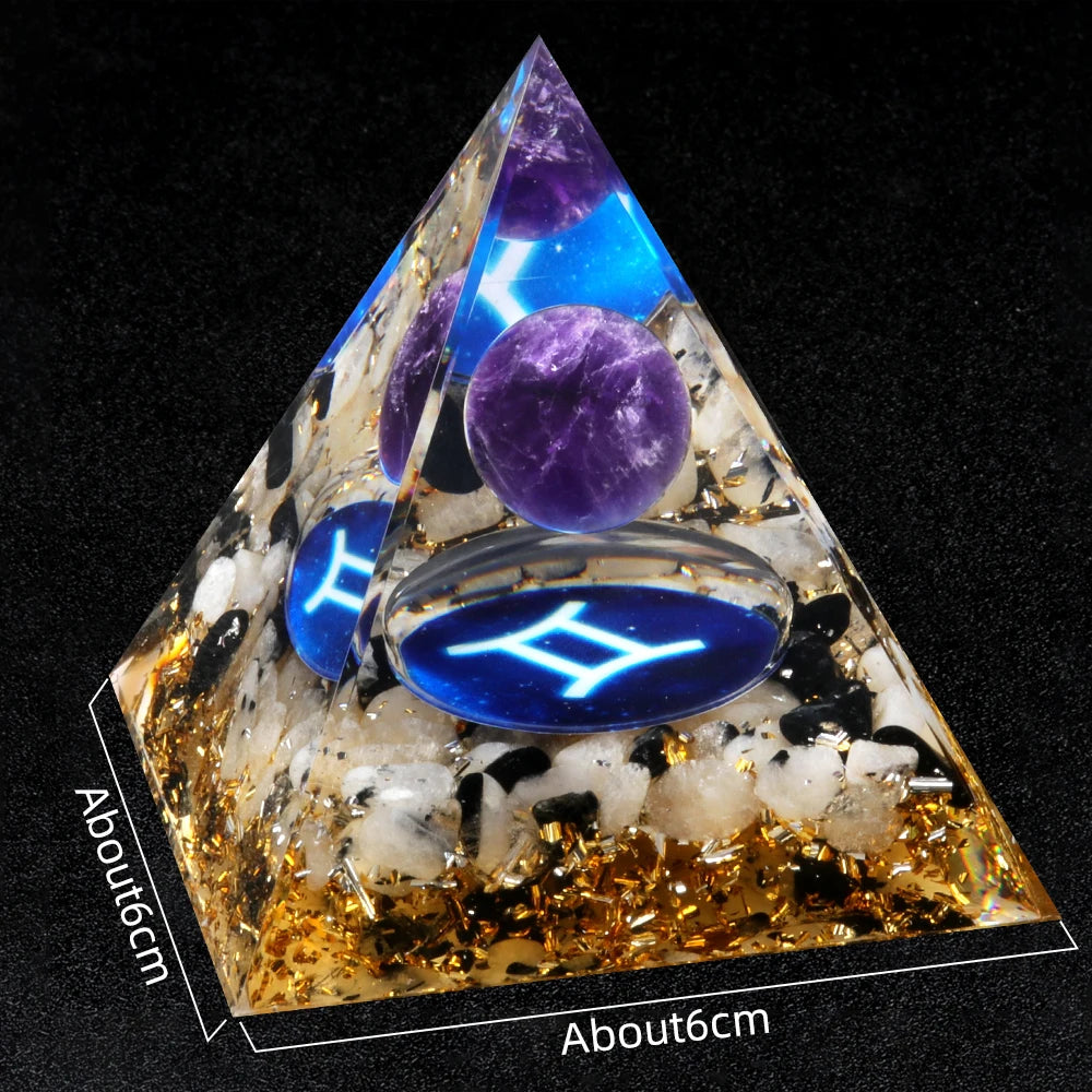 Zodiac Energy Orgone Crystal Pyramid Energetic Alchemy Blocks Radio Frequencies & Harmful EMF Waves Crystal Reiki Chakra Generator.