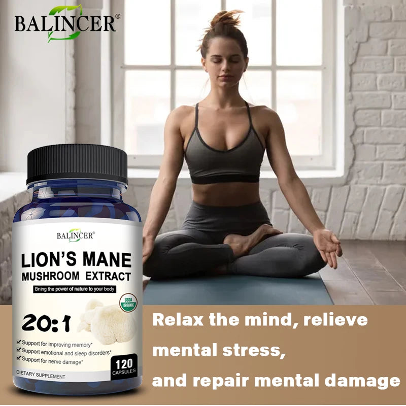 Lion's Mane Mushroom Capsules Brain Boosting Supplement for Cognition and Focus Decalcify and Activate the Pineal Gland 🧠