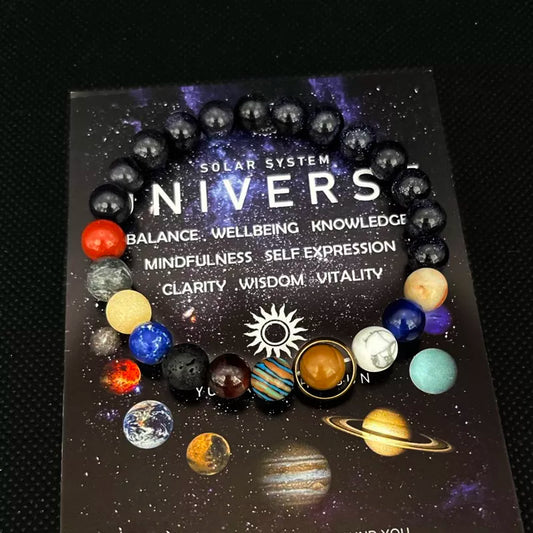 Eight Planets Solar System Bracelet Yoga Reiki Healing Meditation 7 Chakra Bracelet Spiritual Healing Jewelry.