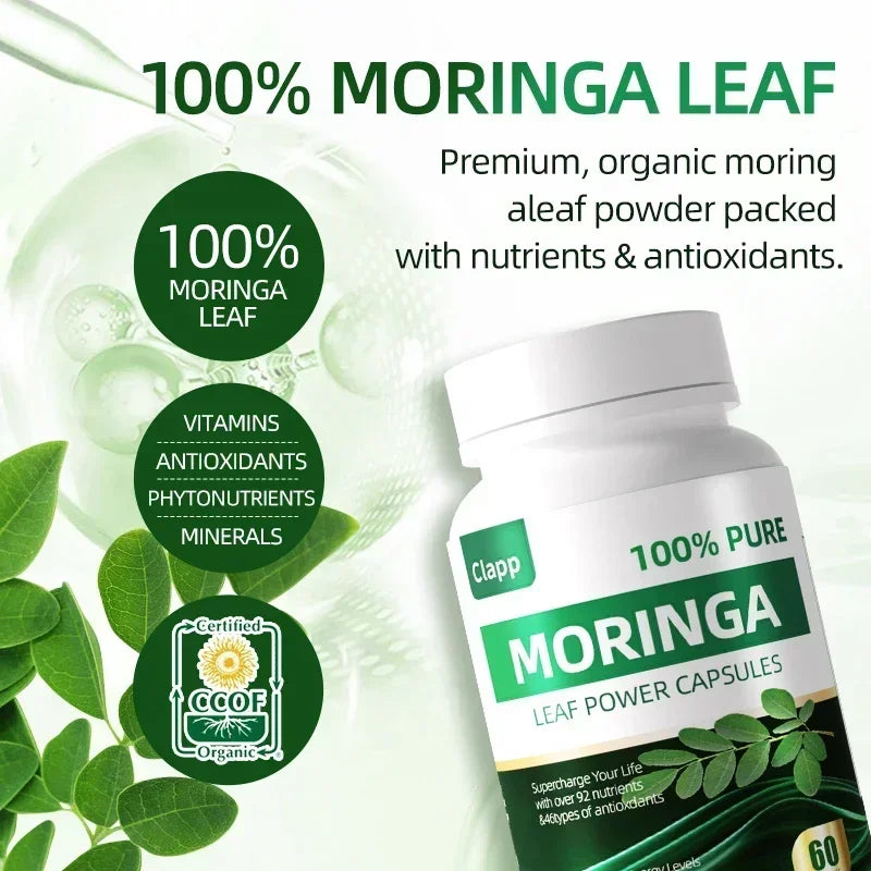 Moringa Capsules Powerful Antioxidants, Vitamin C, Heart Health, Blood Pressure, Diabetes, Inflammation, Calcium.