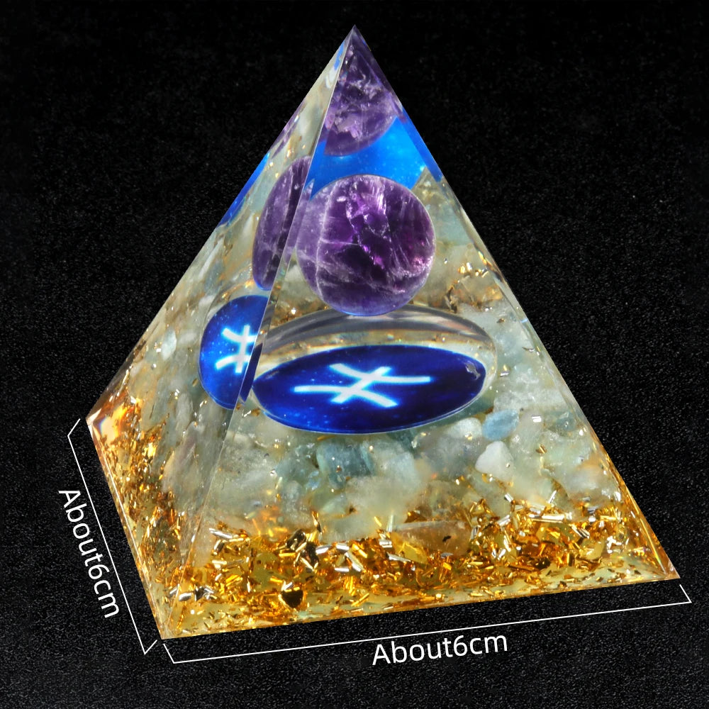 Zodiac Energy Orgone Crystal Pyramid Energetic Alchemy Blocks Radio Frequencies & Harmful EMF Waves Crystal Reiki Chakra Generator.