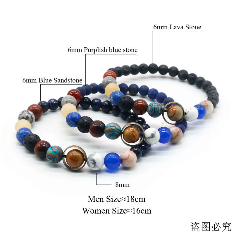 Eight Planets Solar System Bracelet Yoga Reiki Healing Meditation 7 Chakra Bracelet Spiritual Healing Jewelry.