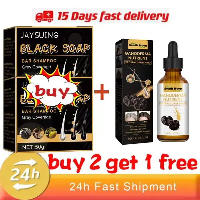Magic White Hair to Black Shampoo Restore Soap Natural Color Soap Gray Beard Cover Gray Hair Dye Hair Fixing Shampoo Bar