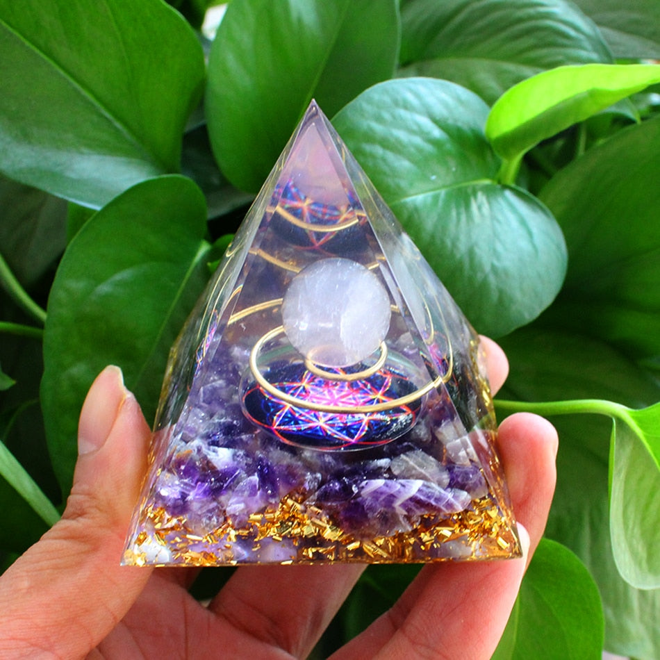 Orgonite Pyramid Crystals Natural Stone Orgone Energy Generator Healing Reiki Chakra Meditation Ornaments Crafts Office Decor