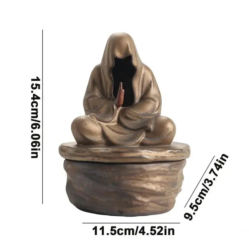 Formless Meditation  Incense Burner Backflow Monk Yoga Zen Sculpture