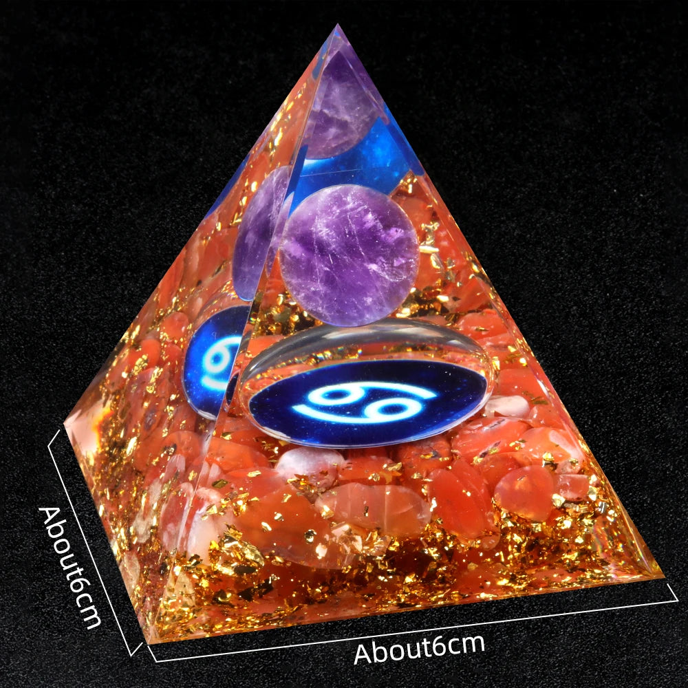 Zodiac Energy Orgone Crystal Pyramid Energetic Alchemy Blocks Radio Frequencies & Harmful EMF Waves Crystal Reiki Chakra Generator.
