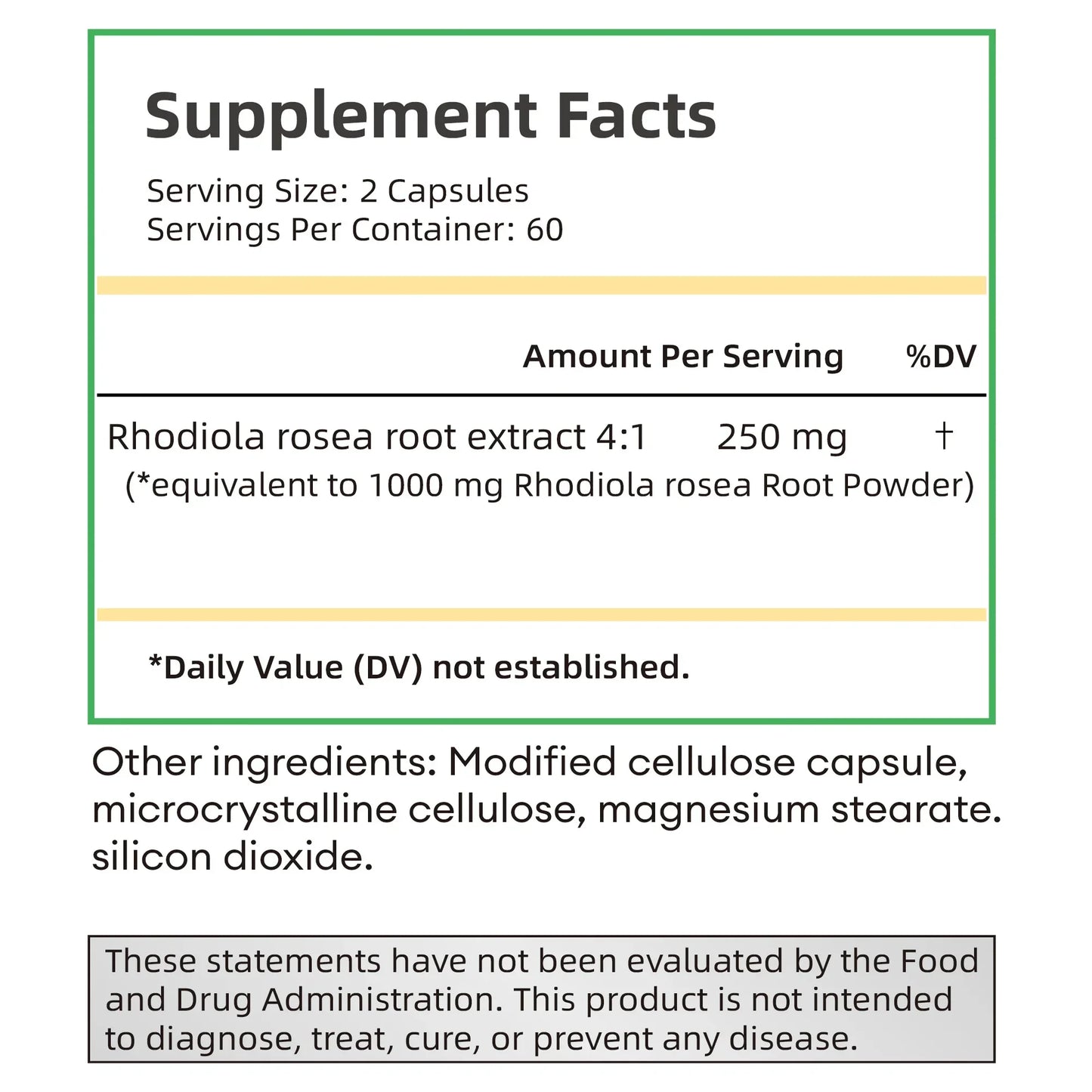 Rhodiola Rosea - Relieve Stress, Replenish Energy, Improve Endurance, Cognition & Remove Negative Mood - 120 Capsules