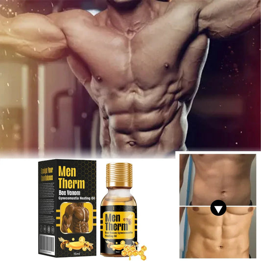 Bee Venom Gynecomastia Heating Oil Tightens Skin Burns Fat & Reveals 6 Pack.