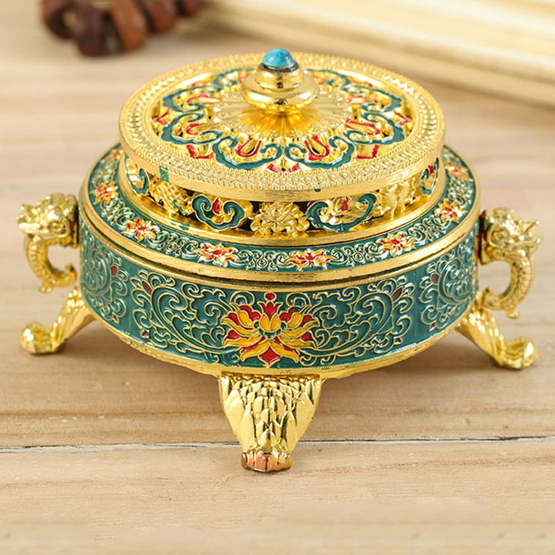 Metal Candlee Vessel Kit Bulk Alloy Bowl with Lid Zen Garden Candlee Candlee Burner Burner Quemador De Incense Meditation Decor