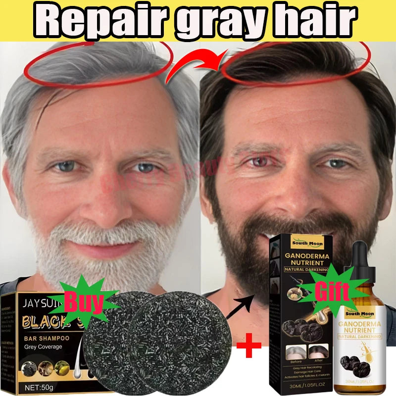 Magic White Hair to Black Shampoo Restore Soap Natural Color Soap Gray Beard Cover Gray Hair Dye Hair Fixing Shampoo Bar