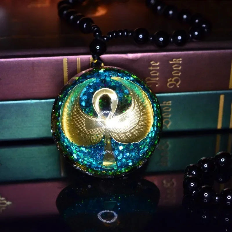 Orgonite Energy Pendant Natural Crystal Pendant Necklace Mysterious Resin Chakra Stone Fengshui.