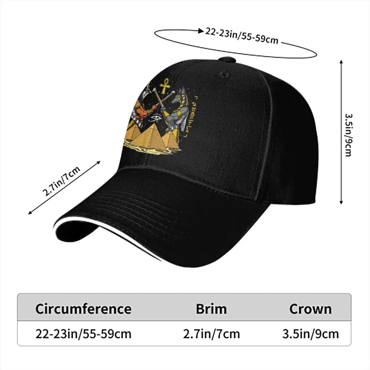 God Anubis Eye Of Horus Hat  Baseball Cap Ancient Kemetic  Esoteric Clothing.