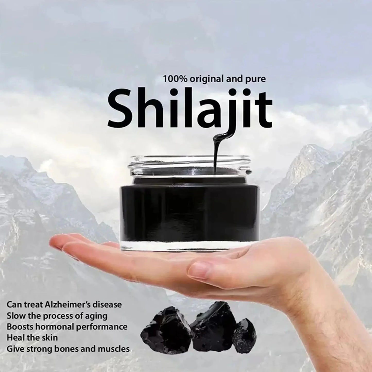 Organic Shilajit Resin 85 Plus Trace Minerals, Strengthens Melanin, Increases Brain Function, Raises Testosterone Levels, Fulvic Acid.