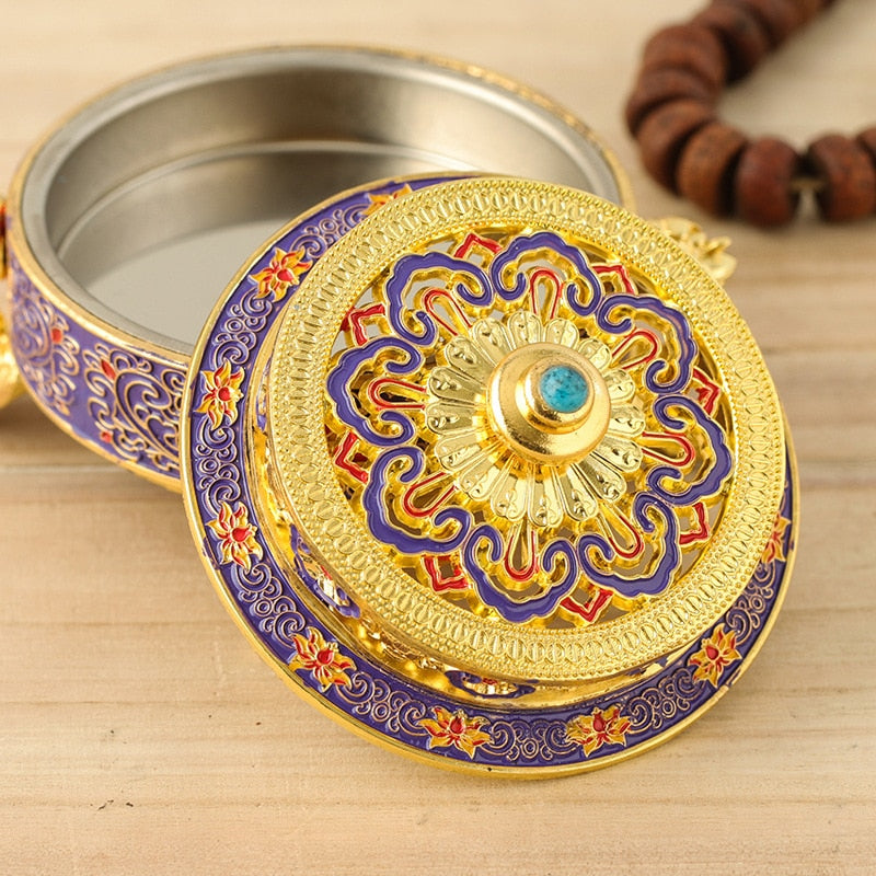 Metal Candlee Vessel Kit Bulk Alloy Bowl with Lid Zen Garden Candlee Candlee Burner Burner Quemador De Incense Meditation Decor