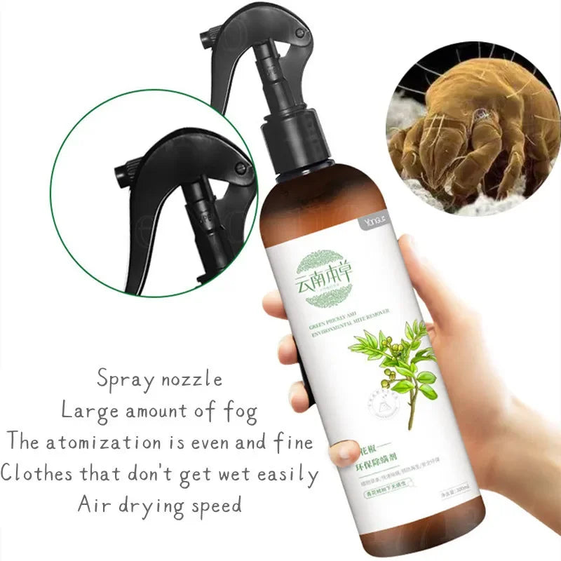 Green Prickly Ash Organic Dust Mite Removal Spray Bed Car Sofa No-wash Mite Removal Spray Avoid Allergies, Eczema, Asthma.