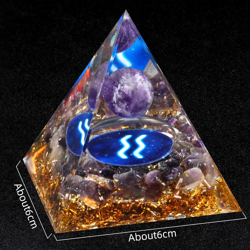 Zodiac Energy Orgone Crystal Pyramid Energetic Alchemy Blocks Radio Frequencies & Harmful EMF Waves Crystal Reiki Chakra Generator.