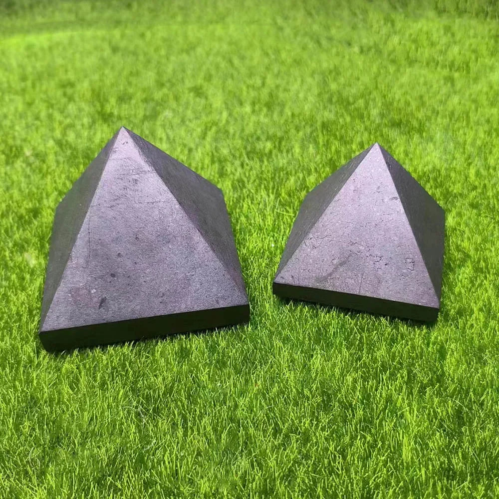Black Shungite Pyramid Natural Crystal Stone Tower EMF Protection, Energy Stones Block Radiation ☢️